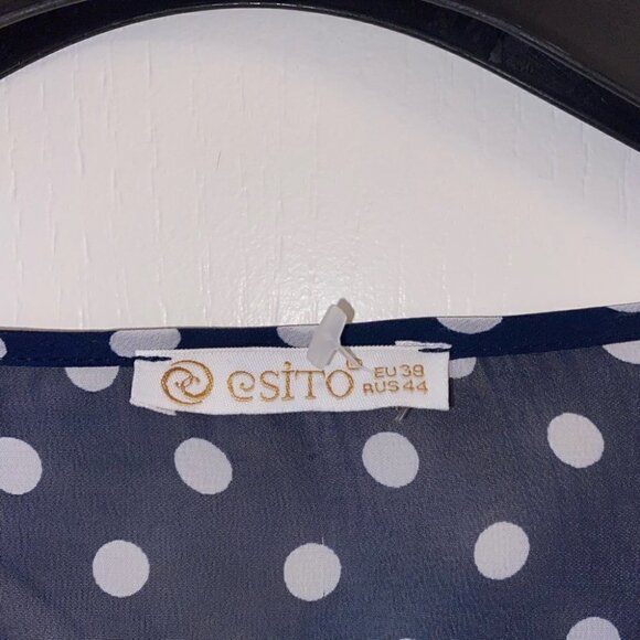 Sheer Polka Dot Blouse with Embroidered Long Sleeves Size 38 EU/ Small - Picture 6 of 9